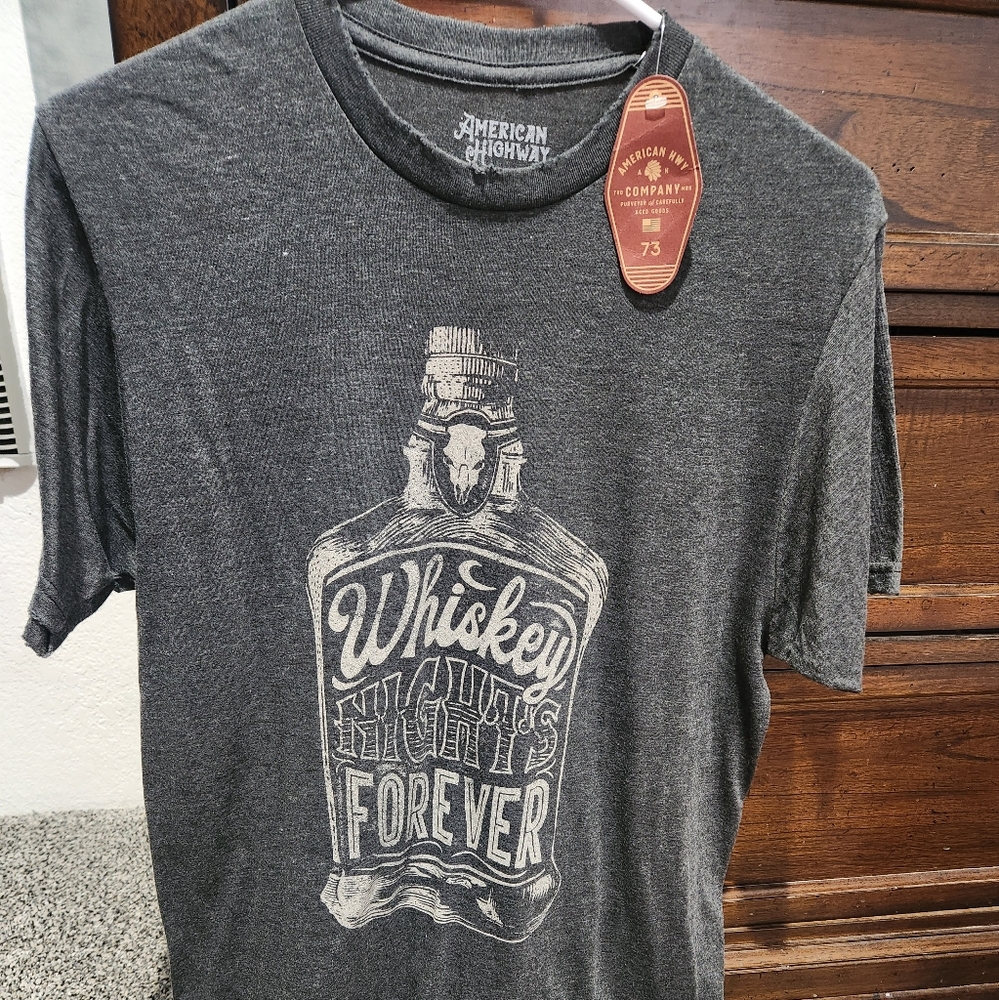 Gray Short Sleeve Tee with Whiskey Graphic
